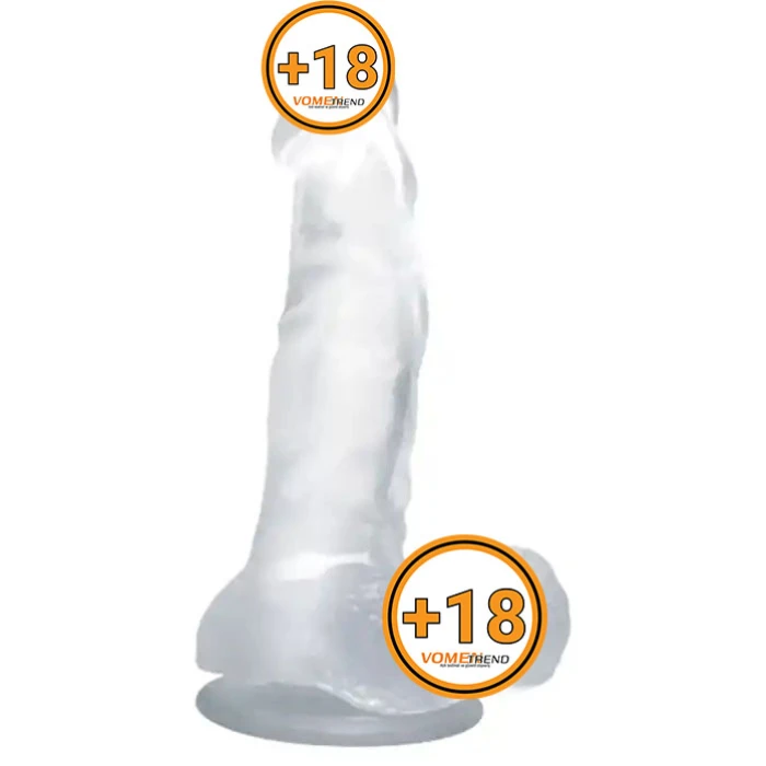 #BDM0818 - 16,7 cm Şeffaf Realistik Damarlı Vantuzlu Dildo Penis