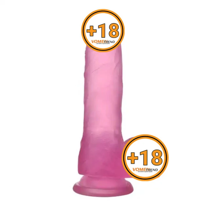 #LV3101P - 17,5 cm Şeffaf Realistik Damarlı Vantuzlu Pembe Dildo Penis