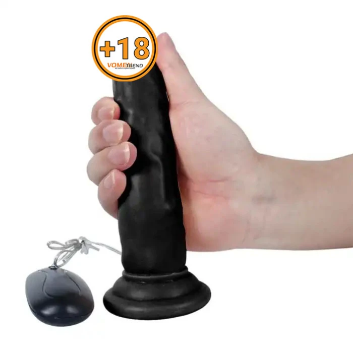 #U6124 - 18,5 cm Realistik Testissiz Titreşimli Zenci Dildo Penis