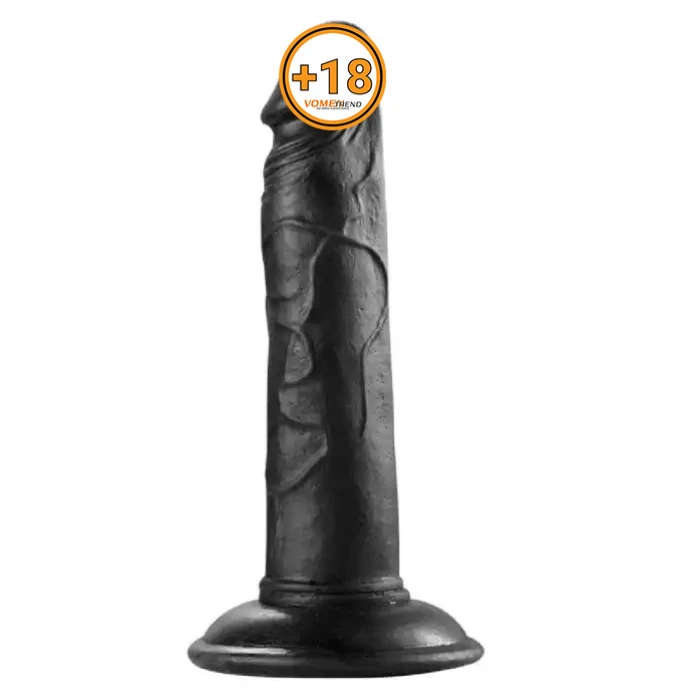 #BDM019S - 19 cm Realistik Vantuzlu Testissiz Zenci Dildo Penis
