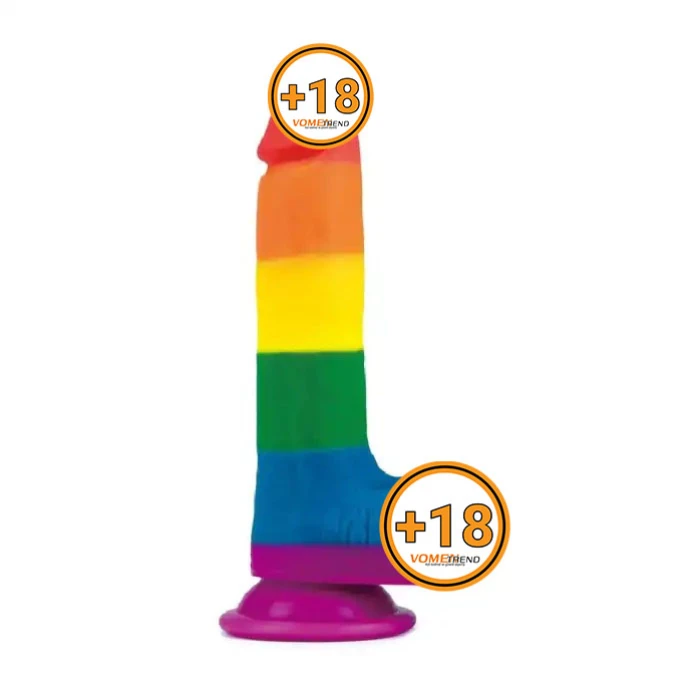 #LV410026 - 19,5 cm Renkli Realistik Vantuzlu Dildo Penis