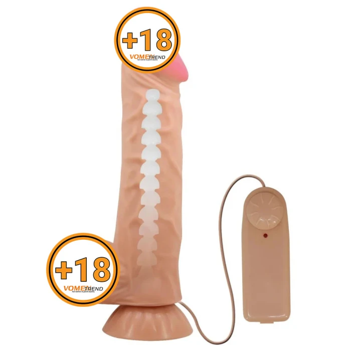 #BDM1317 - 24cm Kıkırdaklı Çift Katmanlı Gerçekçi Titreşimli Dildo Vibratör Penis