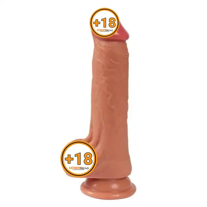 #BDM1028 - 20 cm Yeni Nesil Çift Katmanlı Realistik Vantuzlu Dildo Penis
