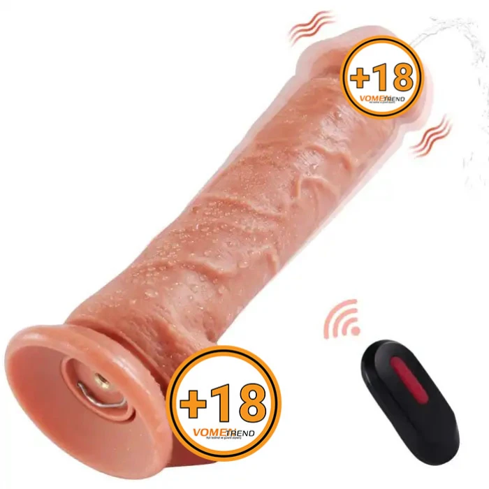 #BDM1068 - 21,5cm Uzaktan Kumandalı Su Fışkırtmalı Vantuzlu Realistik Dildo Penis