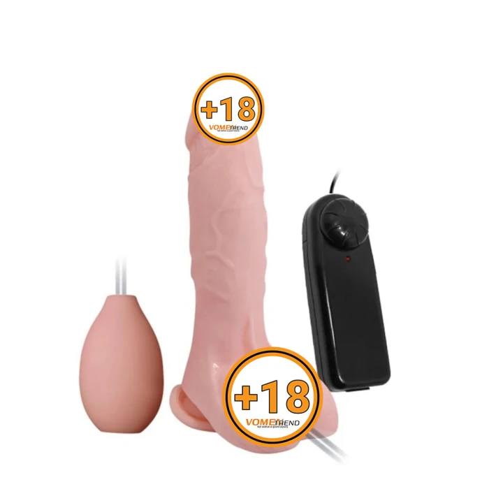 #B1273 - 19,3 cm Su Fışkırtmalı Realistik Titreşimli Penis Anal Vajinal Dildo