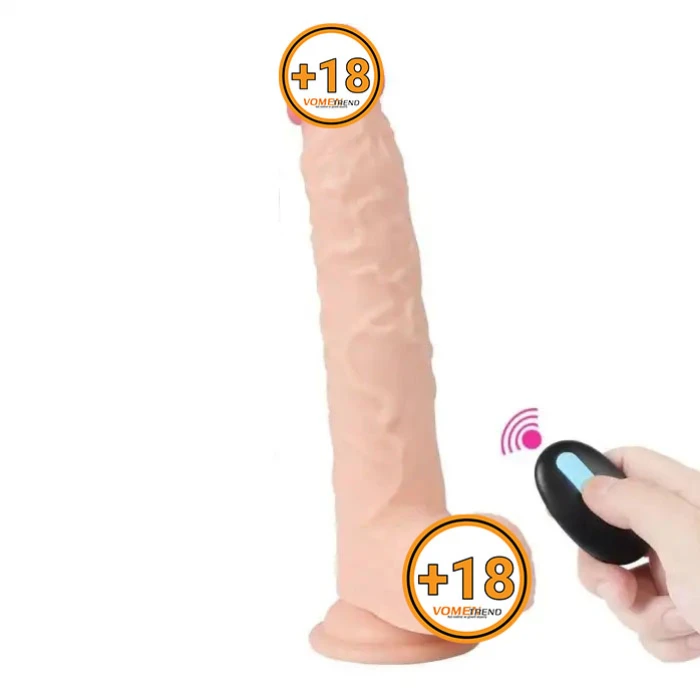 #BDM10022V - 23 cm Oynar Başlı Uzaktan Kumandalı Titreşimli Dildo