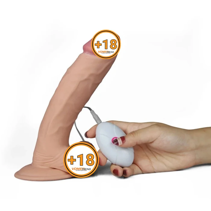 #LV1096 - 22 cm Gerçekçi Çift Katmanlı Titreşimli Silikon Penis