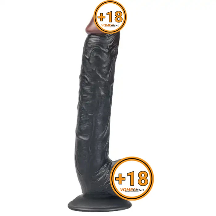 #PX053S-1 - 26 cm Vantuzlu Realistik Zenci Penis Anal Vajinal Dildo