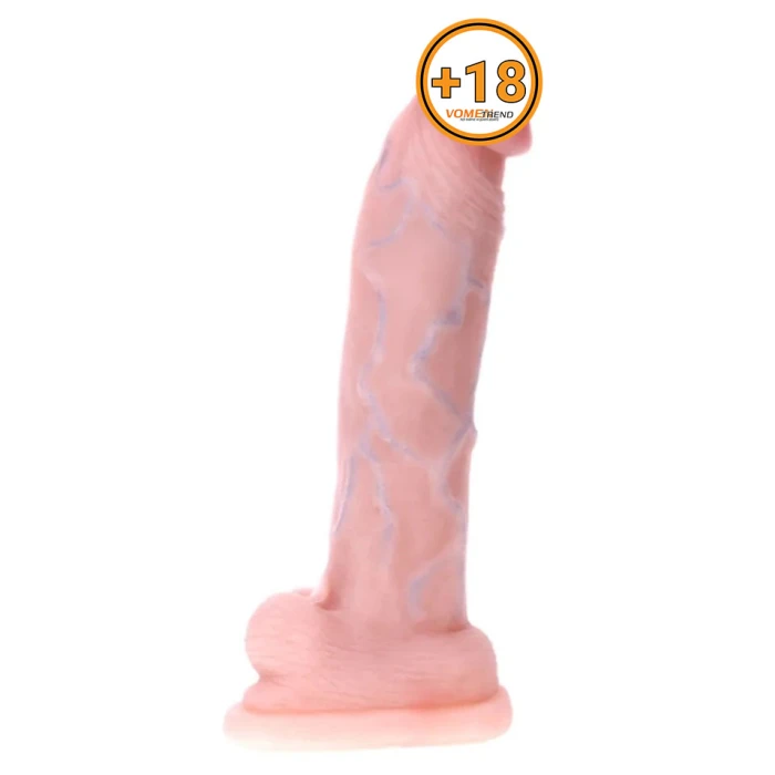 #8075-1 - 34 cm Dev Realistik Penis Kıkırdaklı Bükülebilen Kalın Dildo