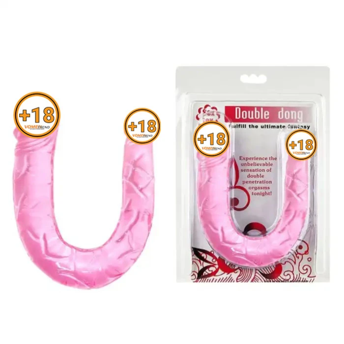 #B1122 - 30 cm Pembe Çift Taraflı Jel Yumuşak Penis Dildo