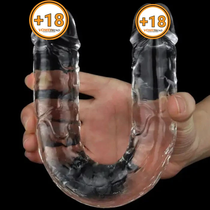 #LV310018 - 30 cm Şeffaf Çift Taraflı Realistik Dildo Anal Vajinal Penis