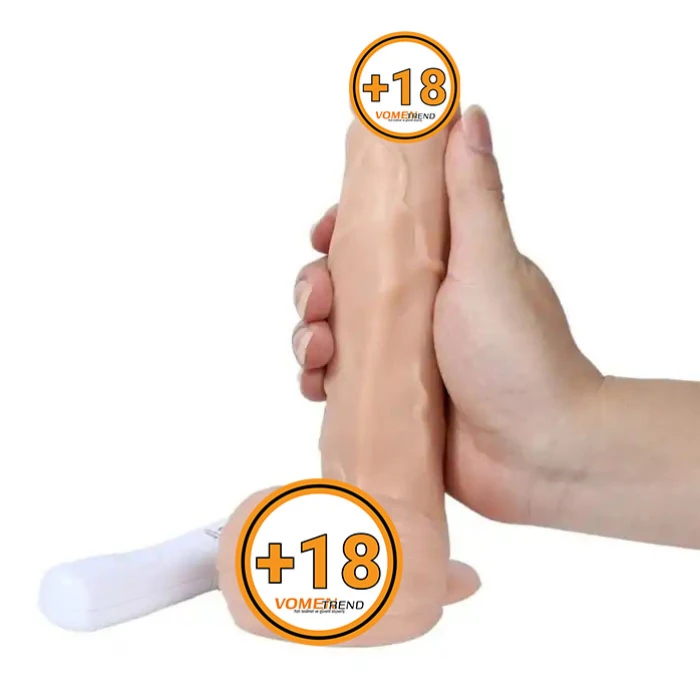 #U6084 - 18 cm 360° Oynar Başlı Titreşimli Vibratör Realistik Penis Dildo