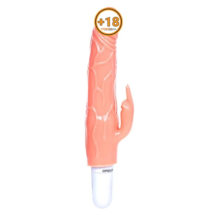 #BDM1048 - 20 cm Klitoris Uyarıcılı Titreşimli Vibratör Dildo Penis