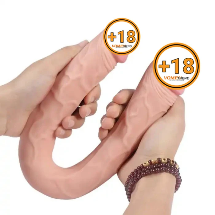 #BDM10065 - 46 cm Realistik Çatal Dildo Anal Vajinal Penis