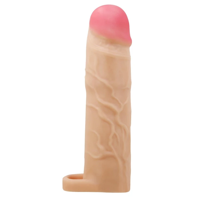 #BDM1394 - 7,6 cm Dolgulu Premium Ten Rengi Silikon Kemerli Penis Kılıfı - Gerd