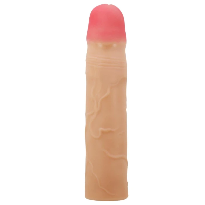#BDM1393 - 7,6 cm Dolgulu Premium Ten Rengi Silikon Penis Kılıfı - Kylian