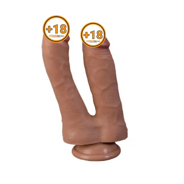 #BDM900 - 18 cm Çift Taraflı Ten Hassasiyetinde Gerçekçi Çatal Penis Dildo
