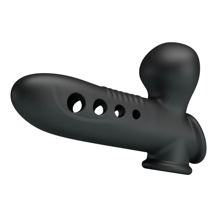 #BDM1420 - Hava Yastıklı Premium Zenci Siyah Silikon Penis Kılıfı - Crane