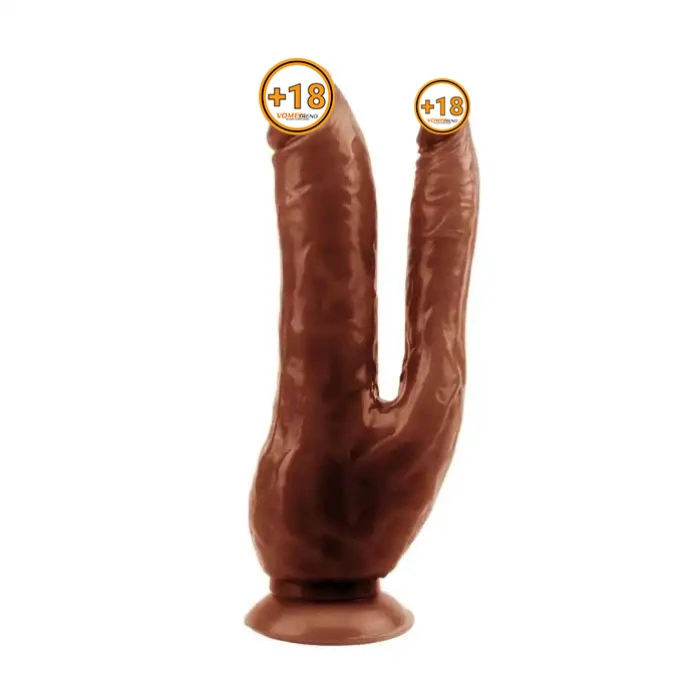#BDM4645 - 19.5 cm İki Uçlu Vantuzlu Realistik Çatal Melez Dildo Penis