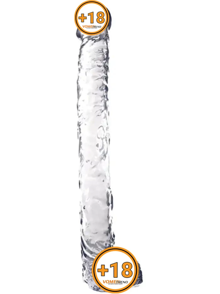 #T21138-1 - 36 cm Şeffaf Testisli Uzun Yumuşak Jel Penis