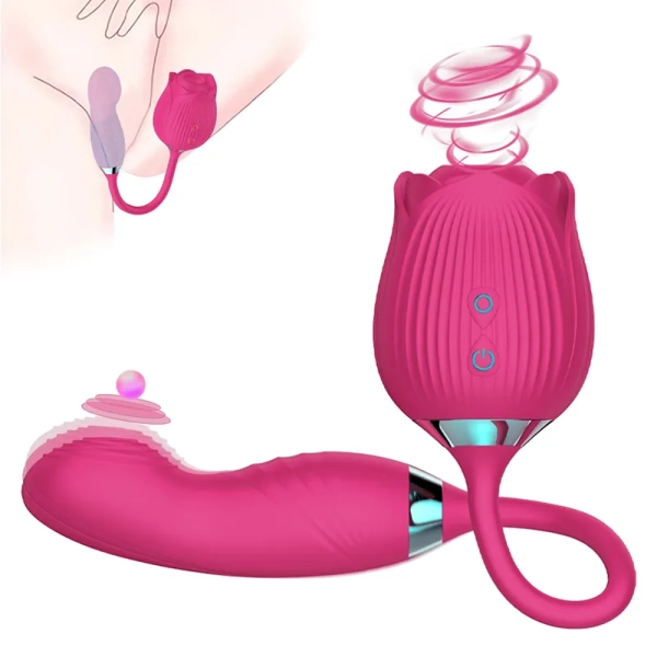 #XM336 - Titreşimli G-Spot Tapping ve Klitoris Emiş Güçlü 3 in 1 Gül Vibratör