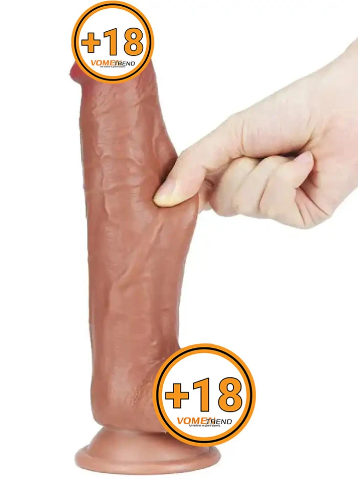 #GL0626 - 23 cm Çift Katmanlı Oynar Derili Realistik Melez Dildo Penis