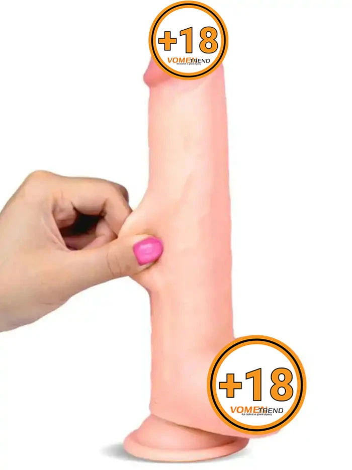 #SL0226 - 23 cm Çift Katmanlı Oynar Derili Realistik Dildo Penis