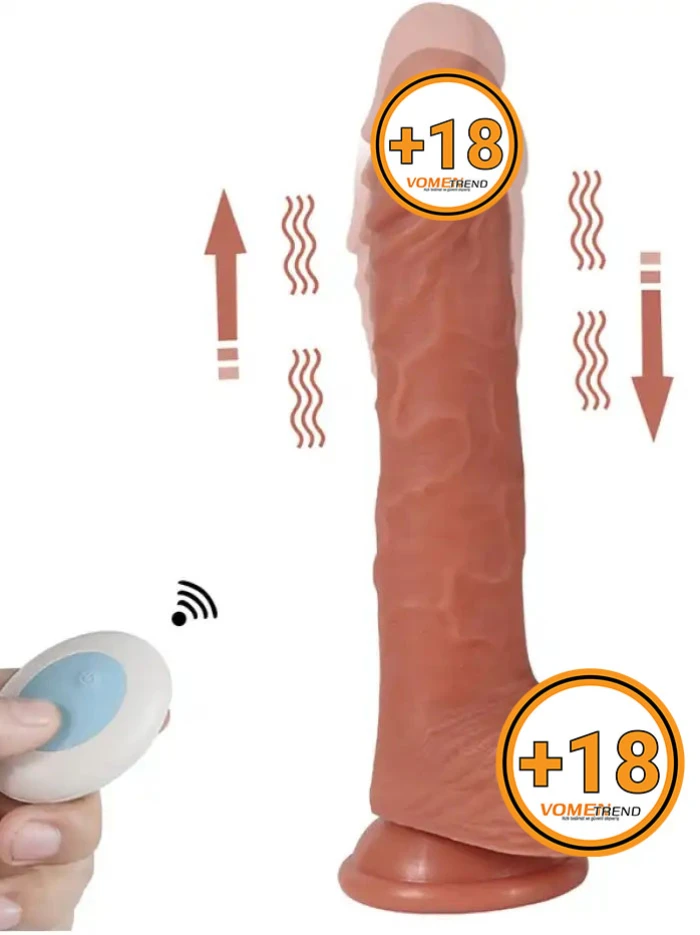 #SQT10014 - 22 cm İleri Geri Hareketli Döner Başlı Şarjlı Dildo Vibratör
