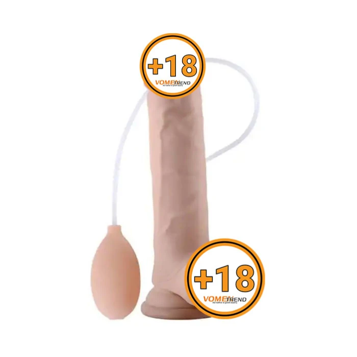 #LV316003 - 23 cm Su Fışkırtmalı Vantuzlu Ten Dokulu Dildo Penis