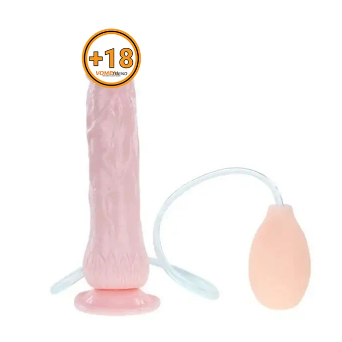 #B1035 - 19.5 cm Su Fışkırtmalı Vantuzlu Realistik Dildo Ten Dokulu Penis