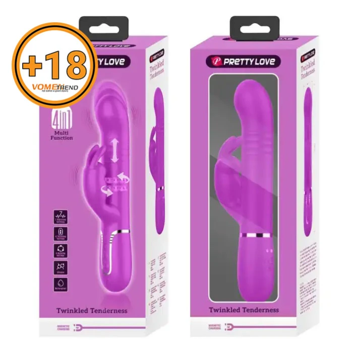#BDM1357 - USB Manyetik Şarjlı G-Spot Vajinal Vibratör 7 Titreşim Modu 4 İleri Geri 4 Rotasyon Seçeneği