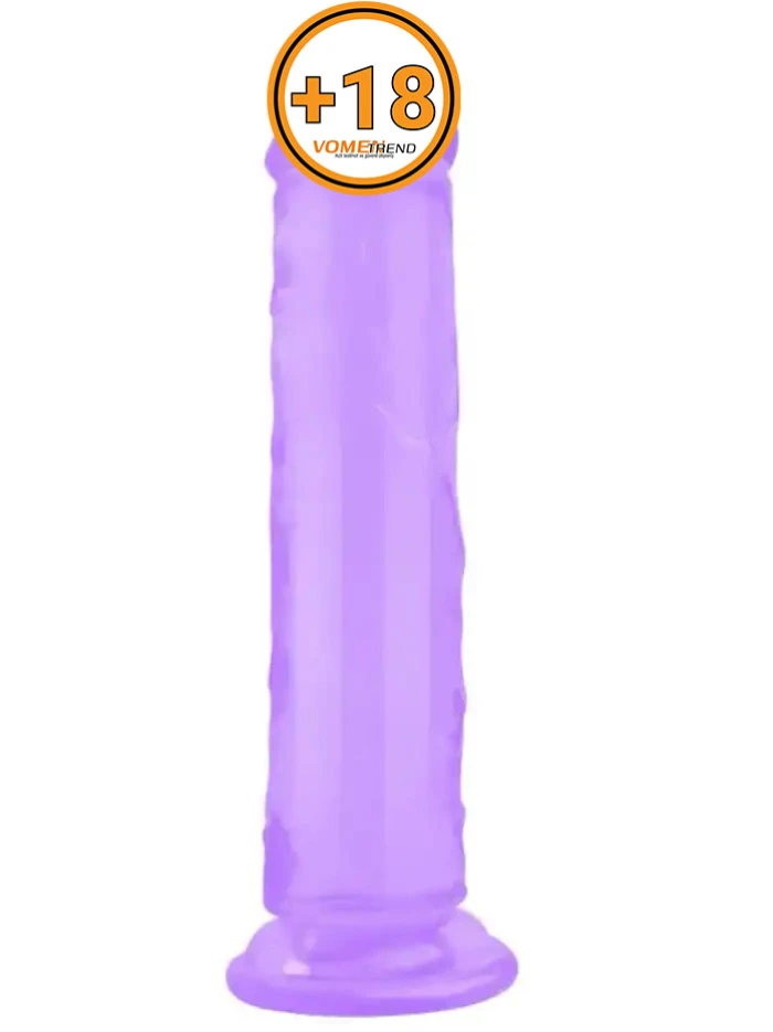 #VN319003P - 21.5 cm Testissiz Realistik Mor Jel Dildo Penis