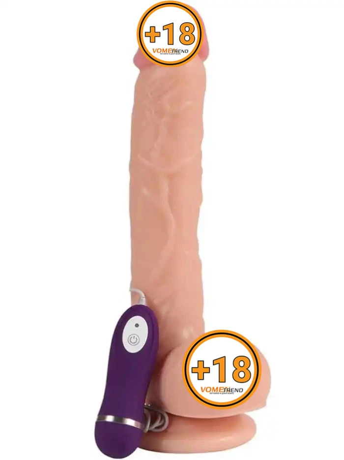 #XSWBC10028-1 - 28 cm Kumandalı Ten Dokulu Titreşimli Büyük Dildo Vibratör