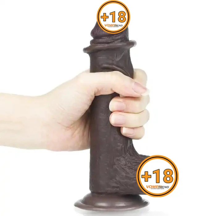 #LV317011 - 17,5 cm Yeni Nesil Çift Katmanlı Realistik Zenci Dildo Penis