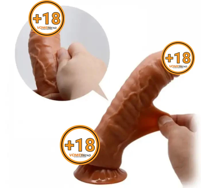 #BDM8102N - 18 cm Yeni Nesil Çift Katmanlı Realistik Dildo Penis