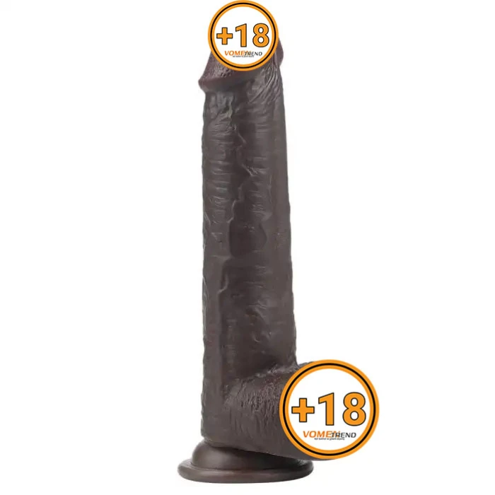 #LV317013 - 23 cm Yeni Nesil Çift Katmanlı Realistik Zenci Dildo Penis