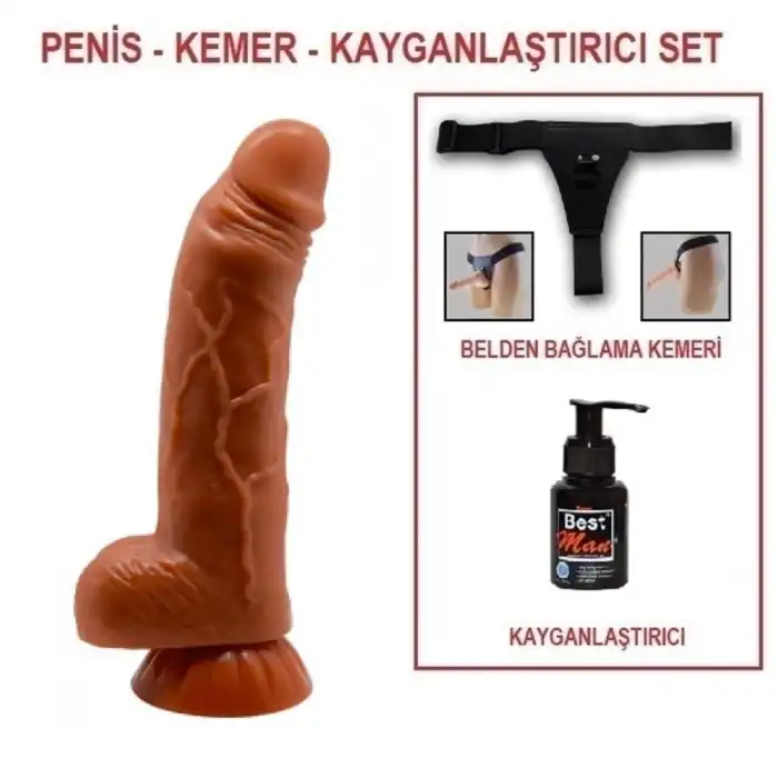 #BDM8102NB - Yeni Nesil Çift Katmanlı Belden Bağlamalı 18 cm Realistik Dildo Penis