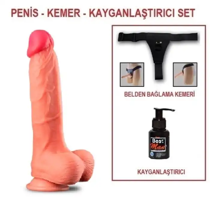 #LV411010B - Yeni Nesil Çift Katmanlı Belden Bağlamalı 25 cm Realistik Dildo Penis